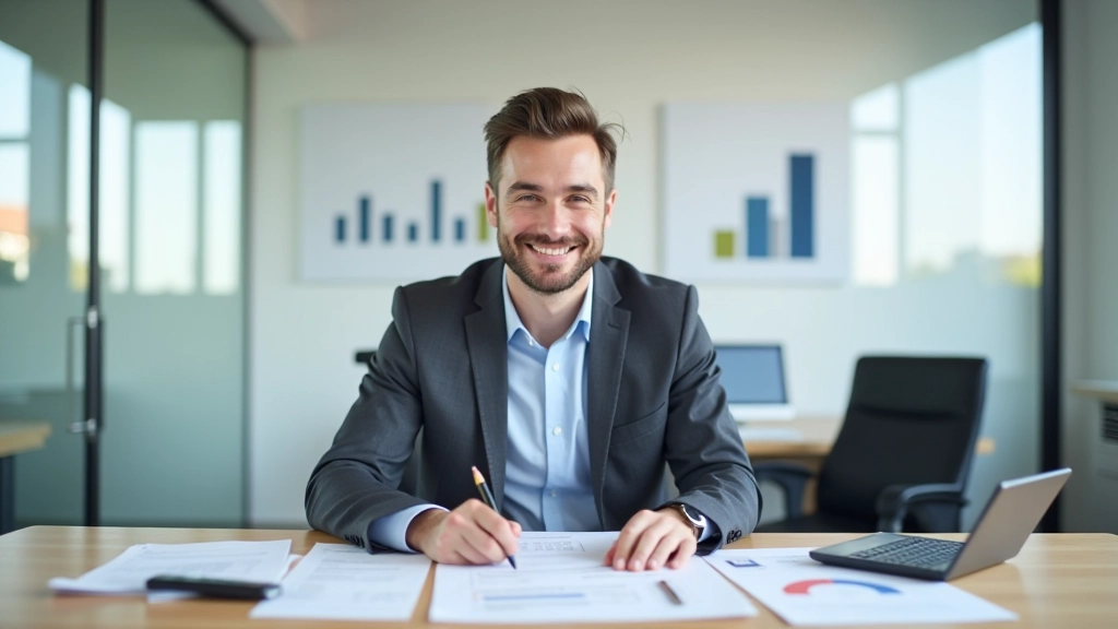 Modernes Finanzplanungsbüro mit Wohnungsmarktanalysen und Taschenrechner