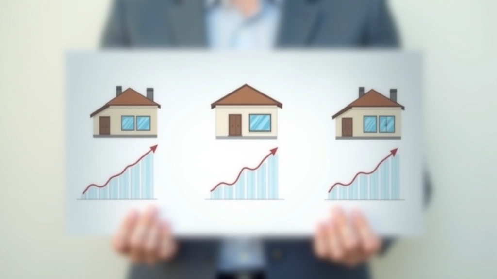 Drei Häuser nebeneinander mit unterschiedlichen Wertsteigerungen: 1% pro Jahr, 3% pro Jahr, 5% pro Jahr über 25 Jahre