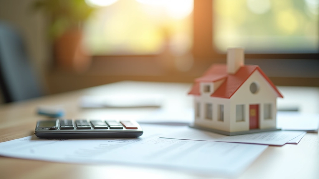 Finanzieller Vergleich: Taschenrechner und Hausmodell auf Schreibtisch